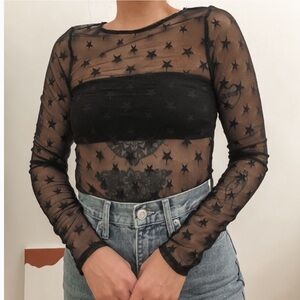 Zara Mesh Star Print Long Sleeve